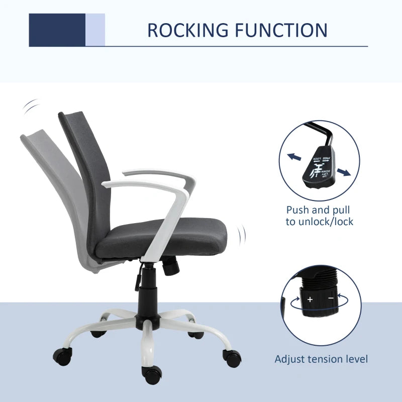 Dark Grey Swivel Task Chair with Armrests and Adjustable Height