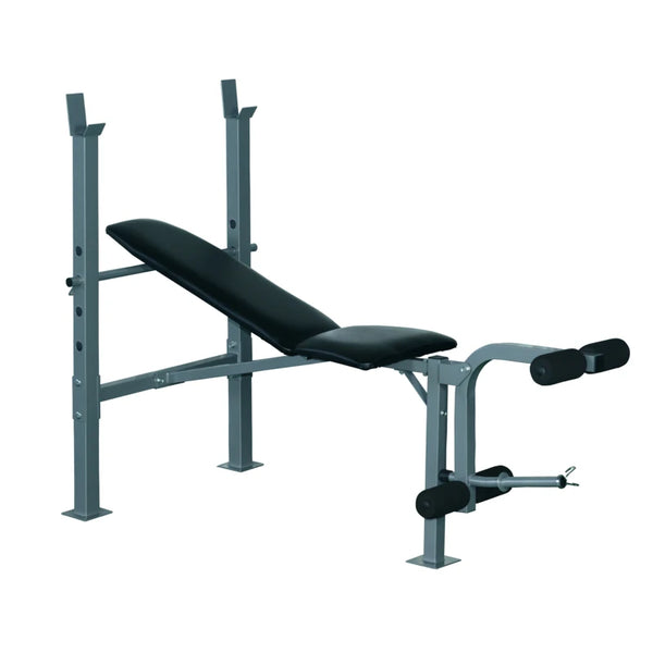 Adjustable Weight Bench with Barbell Rack - Black