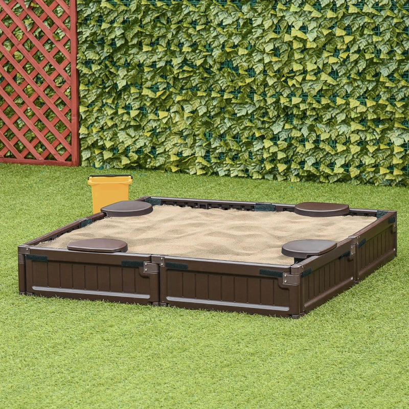 Brown Kids' Sand Pit with Water-Resistant Cover - Outdoor Playset