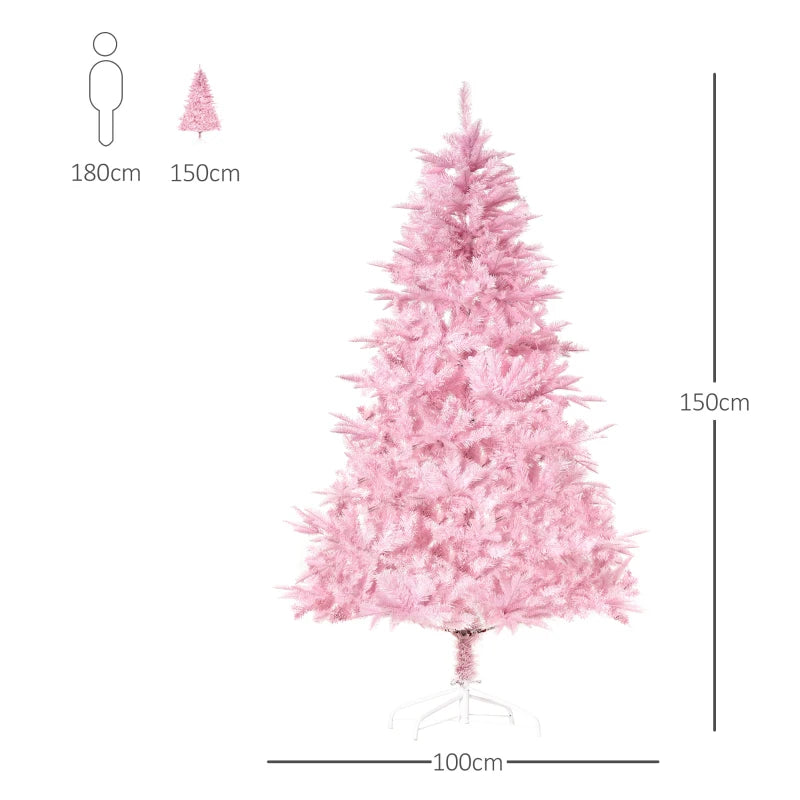 5FT Pink Artificial Christmas Tree with Automatic Open - Holiday Xmas Decoration