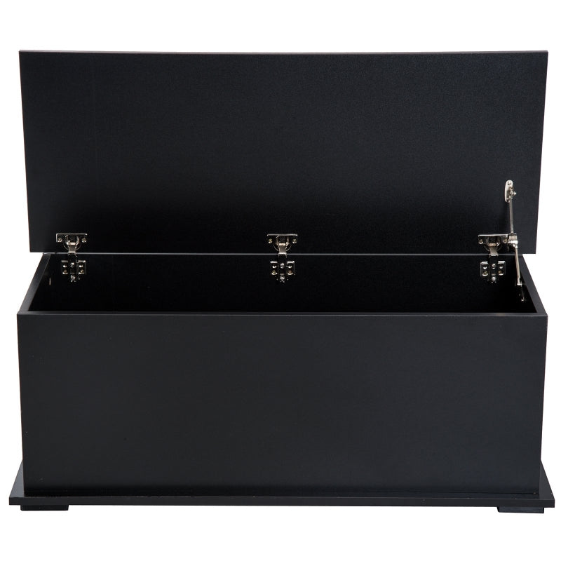 Black Wooden Storage Box Chest with Lid - 100 x 40 x 40 cm