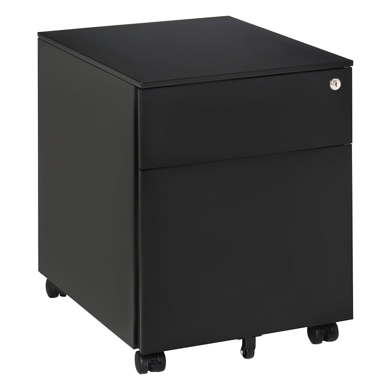 Black 2-Drawer Lockable Steel File Cabinet for A4/Letter/Legal Files