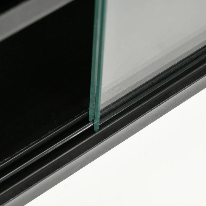 Black 5-Tier Wall Display Shelf with Glass Doors - 60x80cm