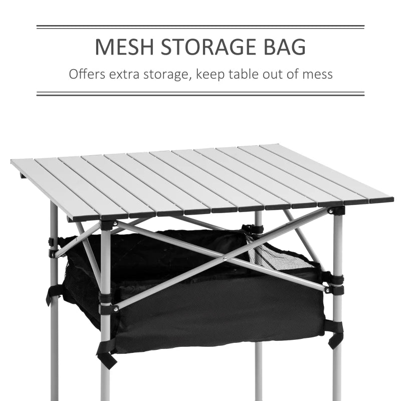 Portable Camping Table with Mesh Bag, Steel Frame