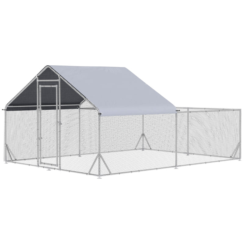 Walk-In Chicken Run with Roof, for Ducks, Chickens, Rabbits - Grey