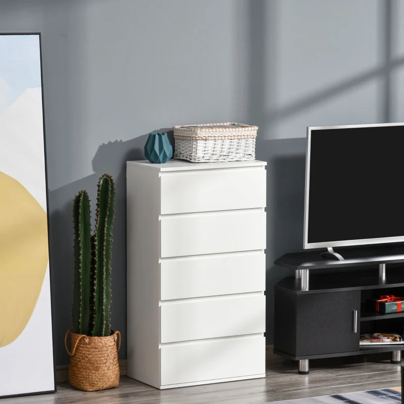 White 5-Drawer Storage Cabinet for Bedroom and Living Room