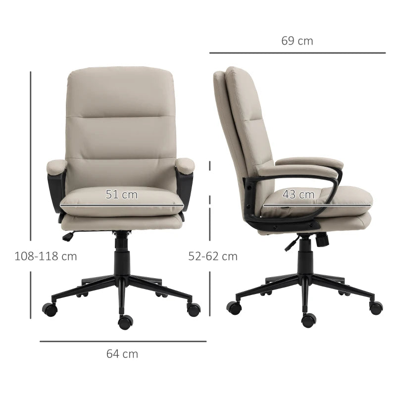 Light Grey Ergonomic Office Chair with Adjustable Height and Swivel Wheels