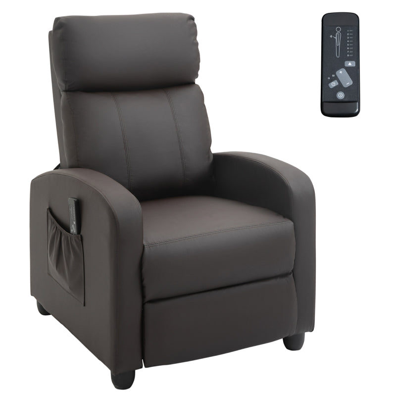 Brown Massage Recliner Armchair with Adjustable Leg Rest