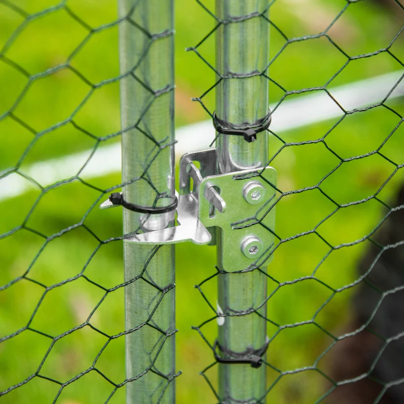 Galvanized Metal Chicken Run with Water-Resistant Cover, Large Outdoor Enclosure for 6-8 Chickens