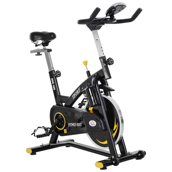 Yellow Upright Exercise Bike with 10KG Flywheel & LCD Monitor