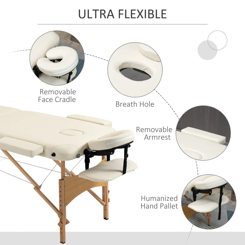 Portable Cream Massage Table with Wooden Frame