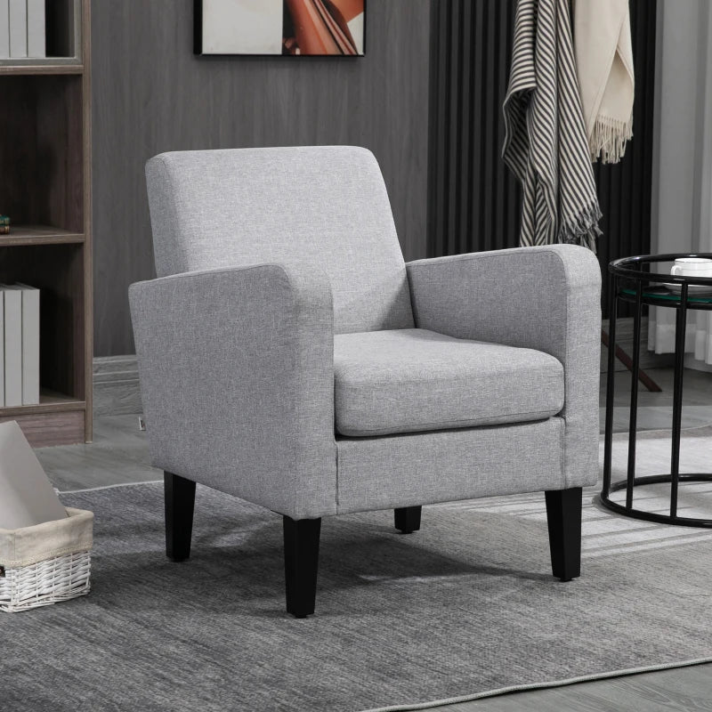 Light Grey Modern Accent Chair with Rubber Wood Legs