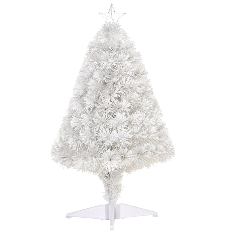 White Fibre Optic Tabletop Christmas Tree - 2.5FT