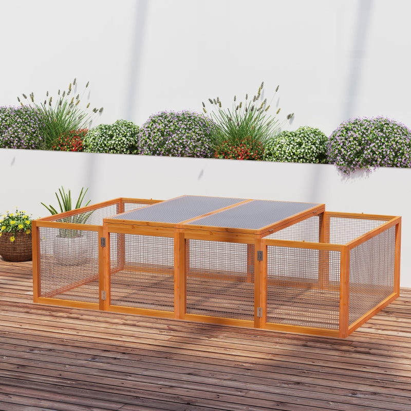 Wooden Rabbit Run Cage 6ft with Wire Mesh, Openable Roof, Outdoor Play Space - 181 x 100 x 48 cm