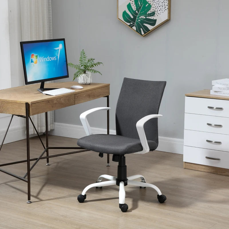 Dark Grey Swivel Task Chair with Armrests and Adjustable Height