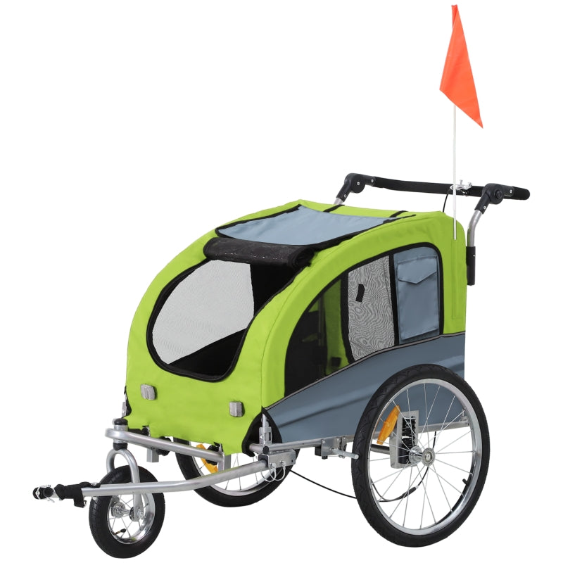 Green Dog Bike Trailer with 360° Rotatable Wheels