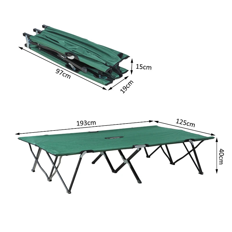 Foldable Double Camping Cot Sunbed - Green