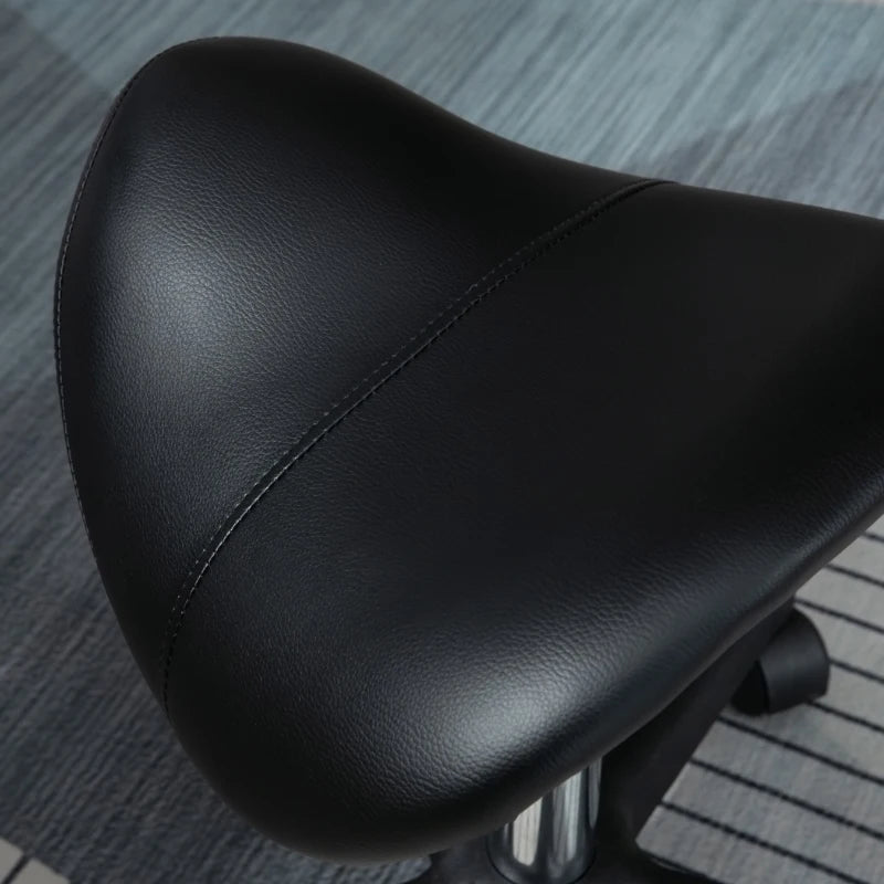 Black Adjustable Saddle Stool for Salon, Massage, Spa, Beauty - PU Leather