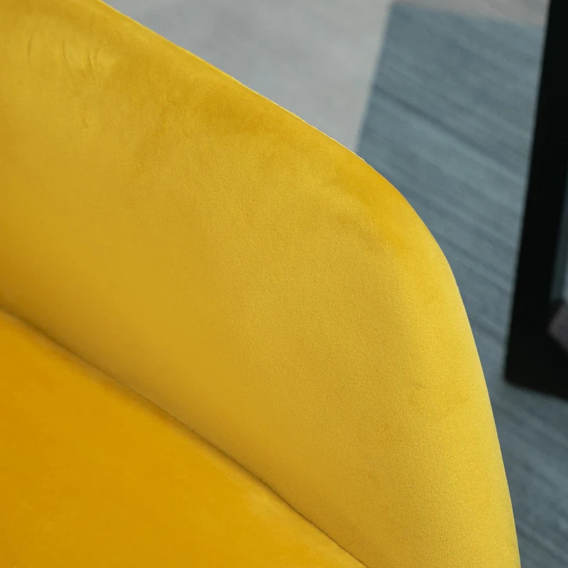 Yellow Modern Upholstered Armchair with Metal Base for Living Room