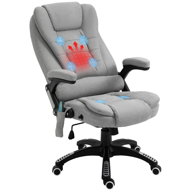 Light Grey Ergonomic Massage Office Chair with Heated Back Support