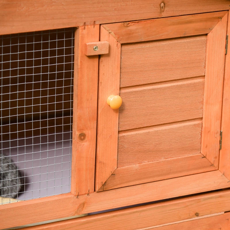 Wooden Outdoor Rabbit Hutch with Run, Large, 215 x 63 x 97 cm, Brown