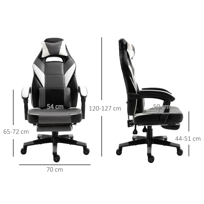 Grey Ergonomic Gaming Chair with Footrest and Lumbar Support