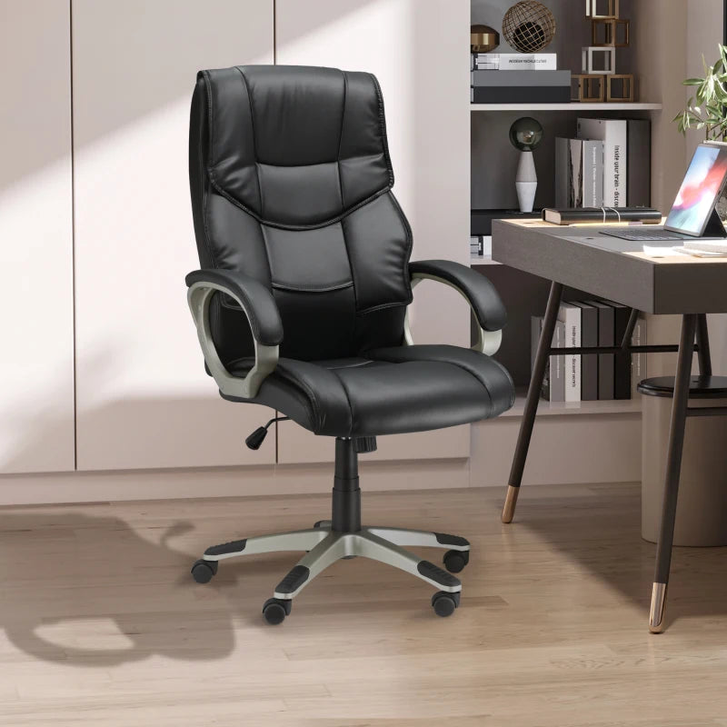 Black High Back Faux Leather Office Chair with Rocking Function