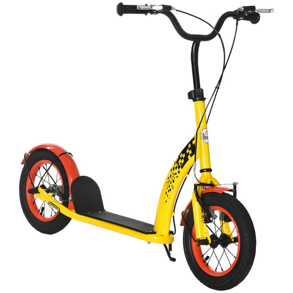 Yellow Kids Kick Scooter with Adjustable Height and Dual Brakes