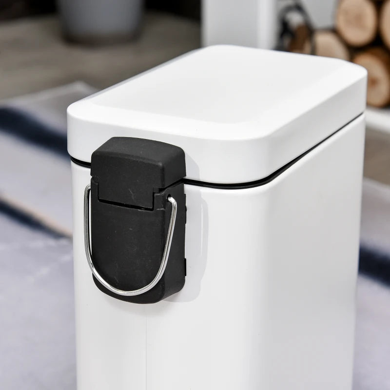 5L White Steel Compact Bin with Quiet-Close Lid