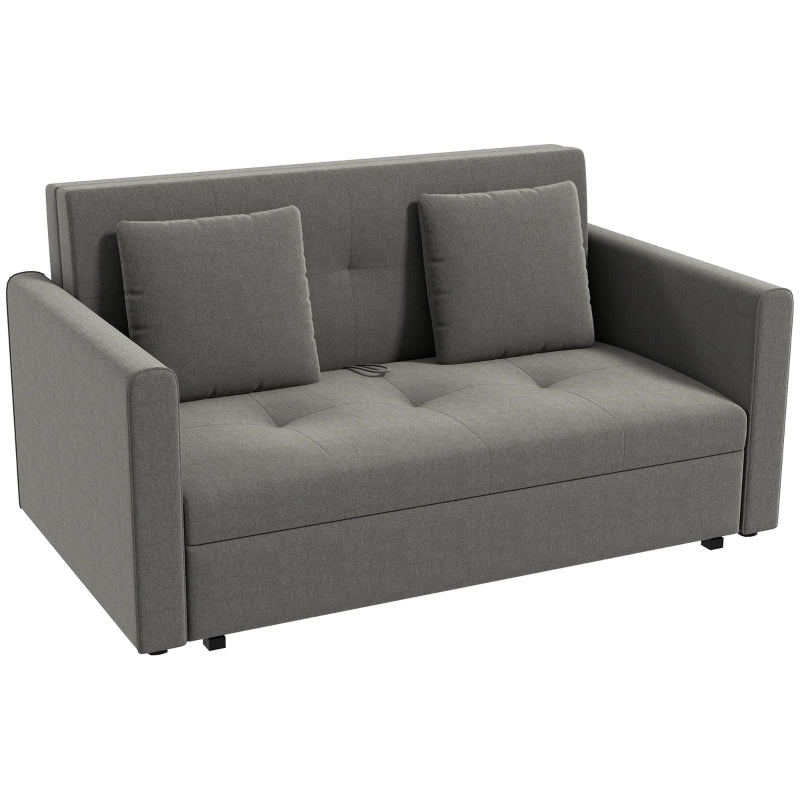 Light Grey 2 Seater Convertible Sofa Bed with Hidden Storage