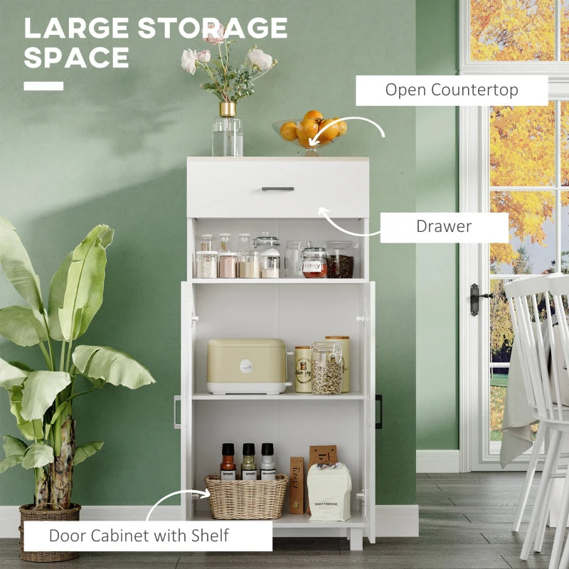 Nordic White Kitchen Storage Cabinet with Drawer and Doors