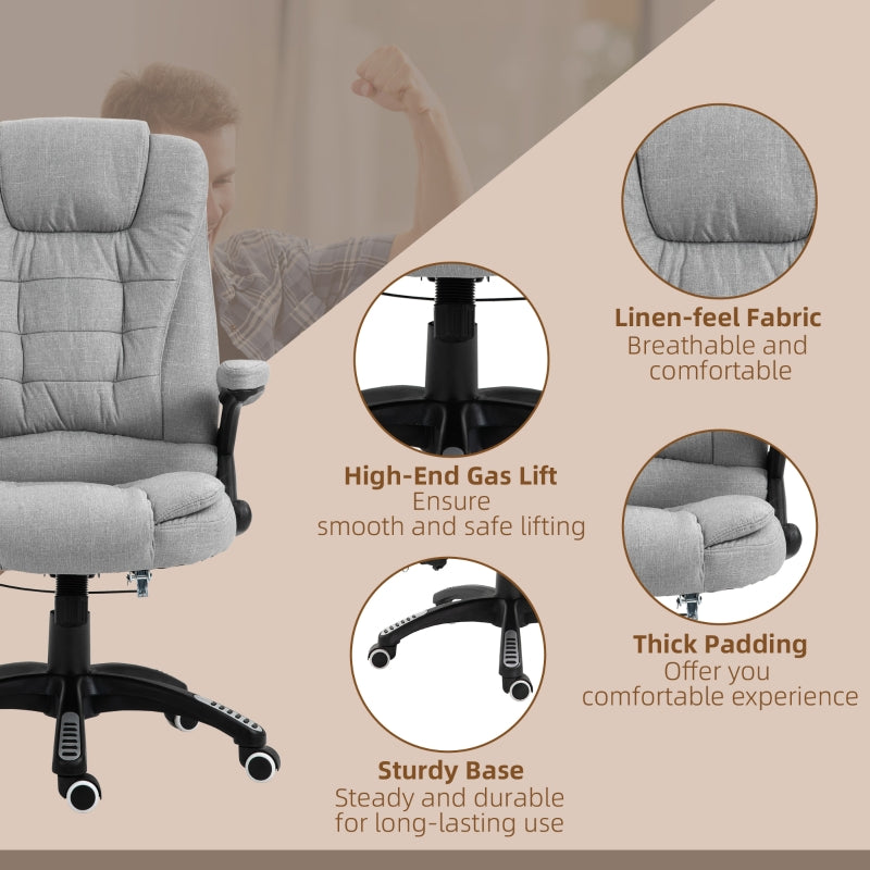 Light Grey Ergonomic Massage Office Chair with Heated Back Support