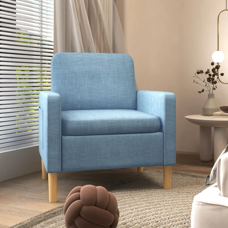 Blue Upholstered Modern Accent Chair for Living Room, Bedroom, Home Office