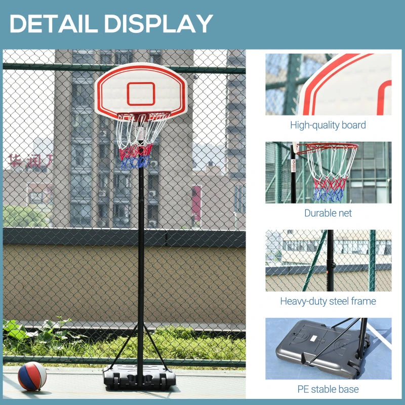 Adjustable Height Portable Basketball Stand with Sturdy Rim and Large Wheels - Blue