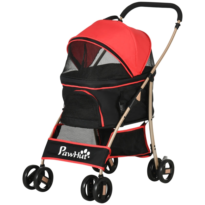 Red 3-in-1 Detachable Pet Stroller for Extra Small and Small Dogs