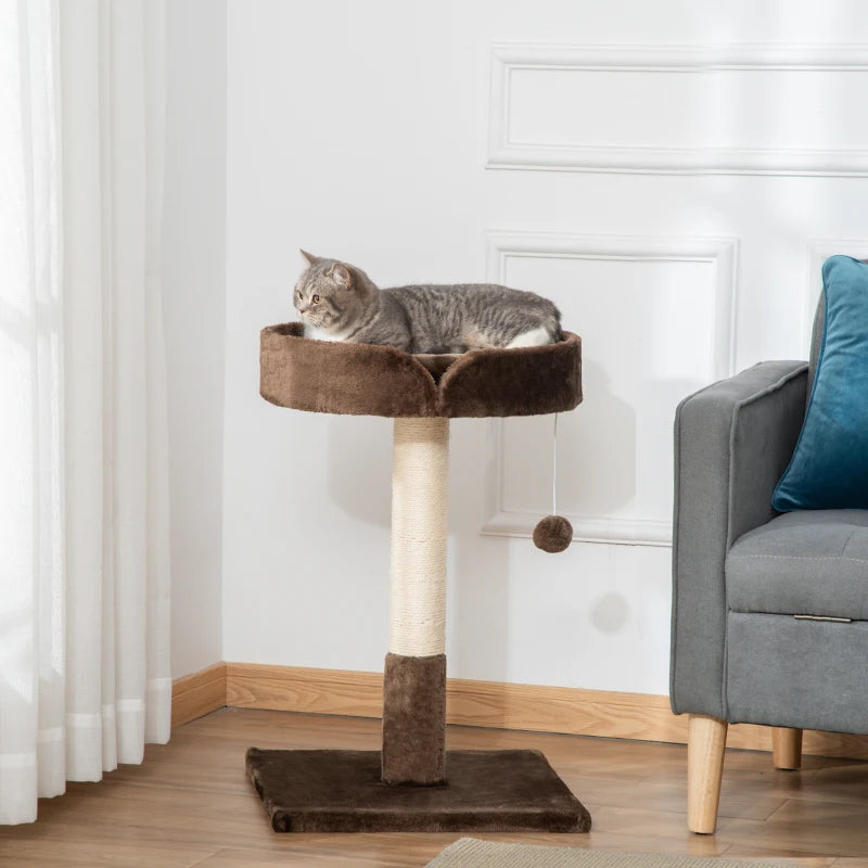 Brown Cat Tree with Sisal Scratching Post & Kitten Bed, 45x45x70 cm