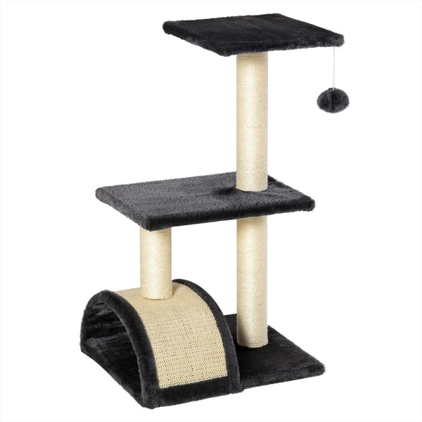 Black 72cm Cat Tree with Scratching Post and Pad for Indoor Cats