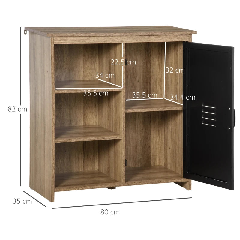 Brown Steel Door Storage Cabinet with 3 Shelves