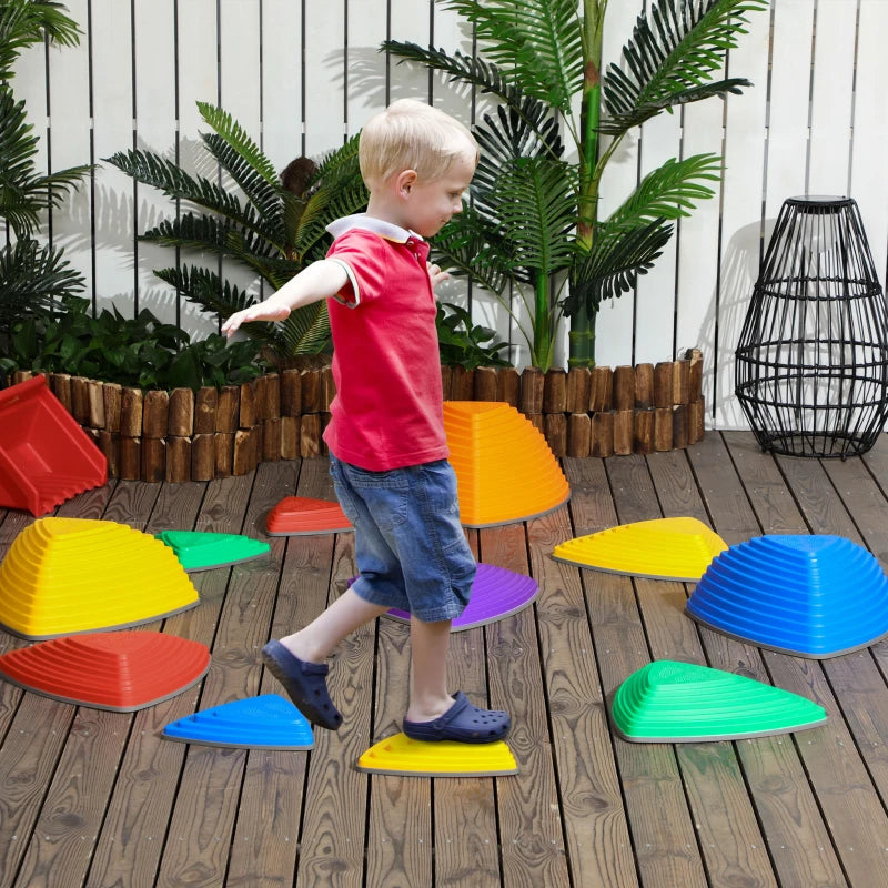 River Stone Balance Course Set for Kids - 11 Pieces, Indoor/Outdoor, Stackable