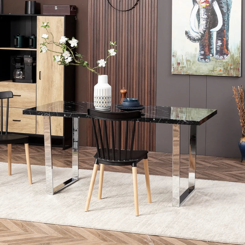 Black Marble Effect Dining Table for 6-8 People - 160 cm