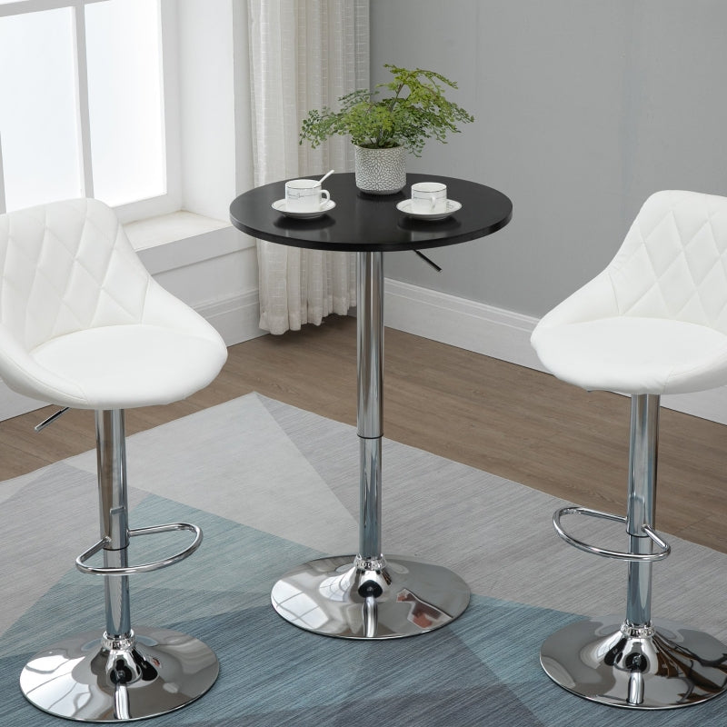 Black Round Height Adjustable Bar Table with Metal Base