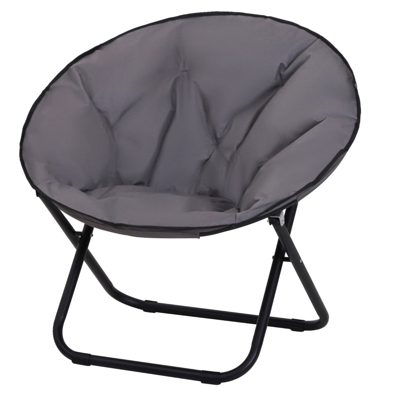 Grey Portable Padded Saucer Moon Chair for Outdoor Activities