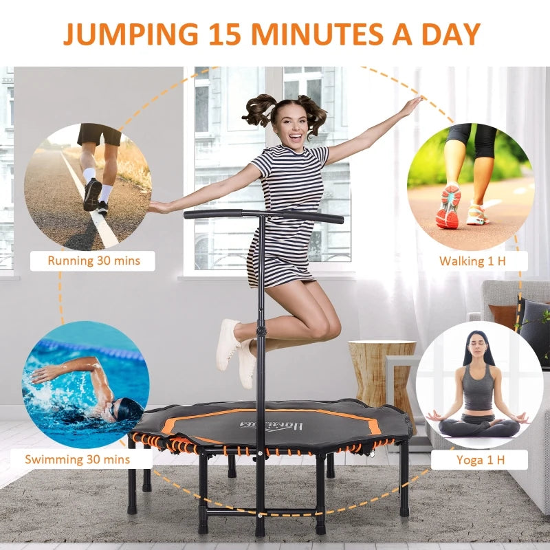 48" Orange Mini Fitness Trampoline with Adjustable Handle