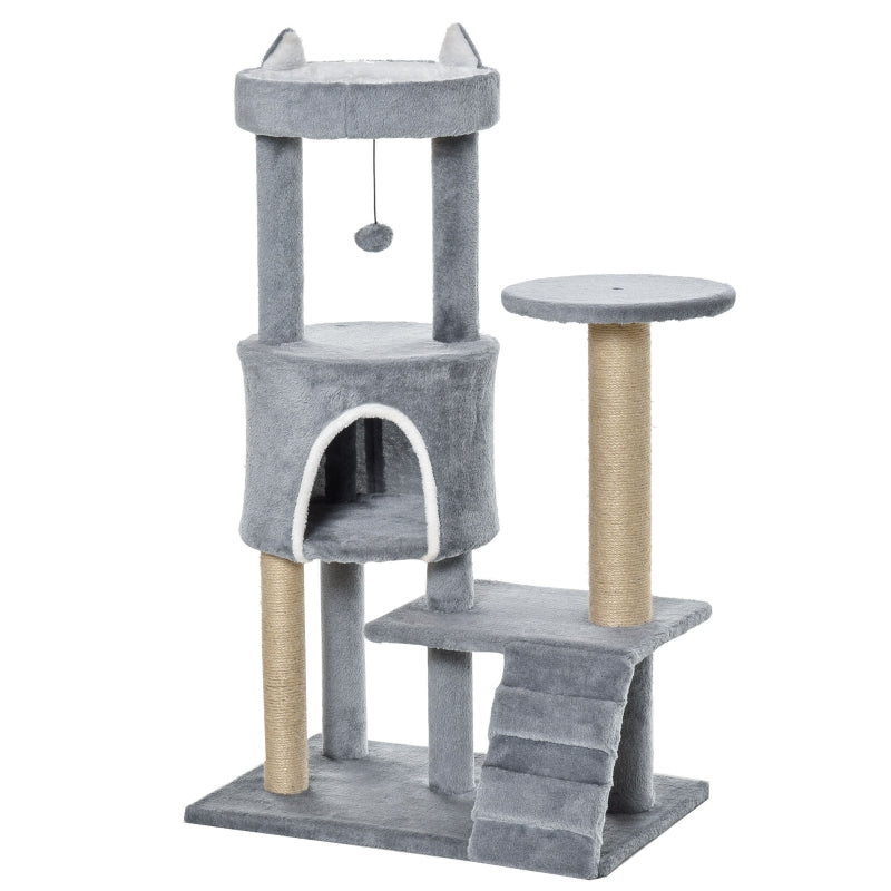 Cat Tree Tower with Scratching Posts and Perch - Light Grey