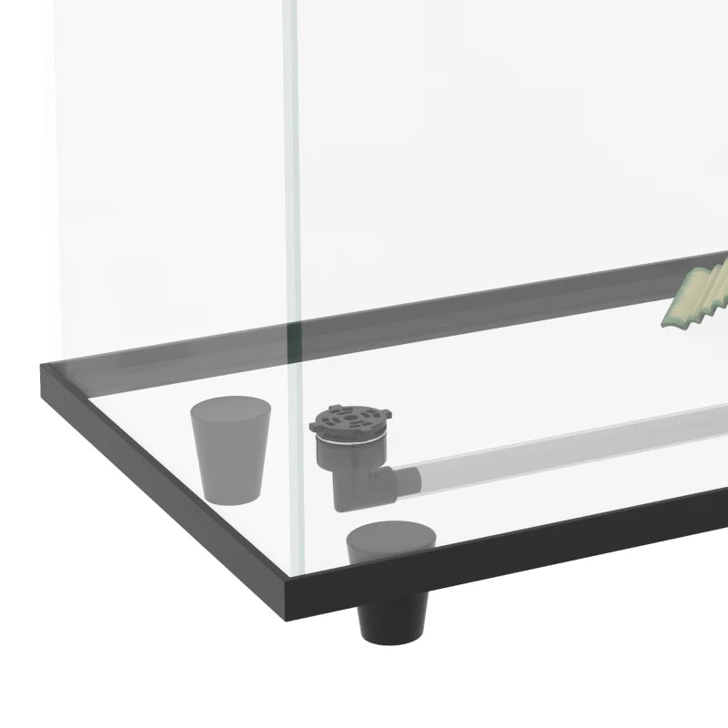 Glass Turtle Tank Aquarium with Basking Platform - 28L, Easy Drainage, Thermometer