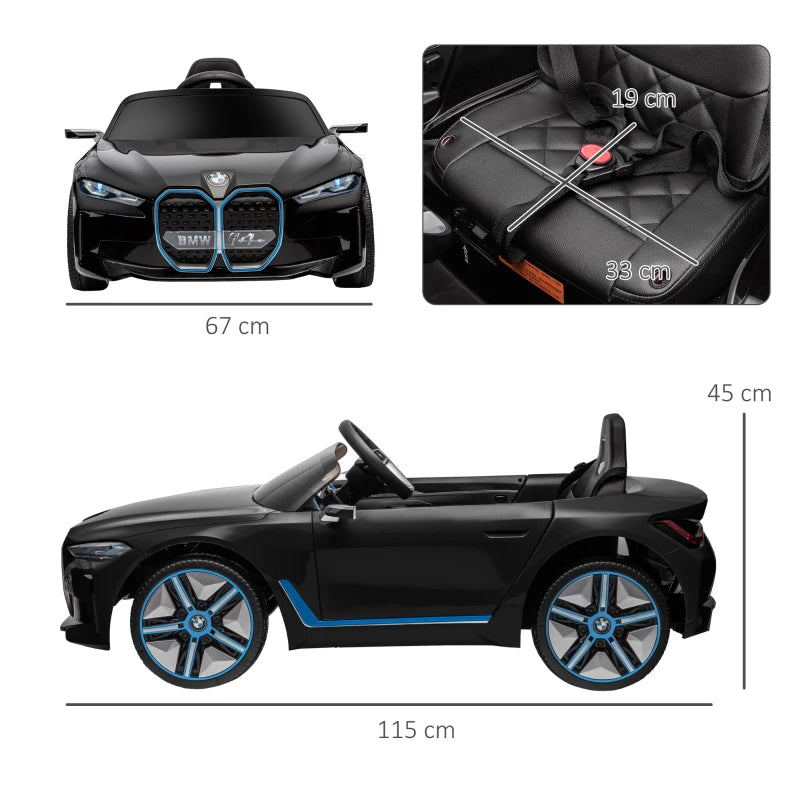 12V Black Kids Electric Ride-On Car with Remote Control and Music