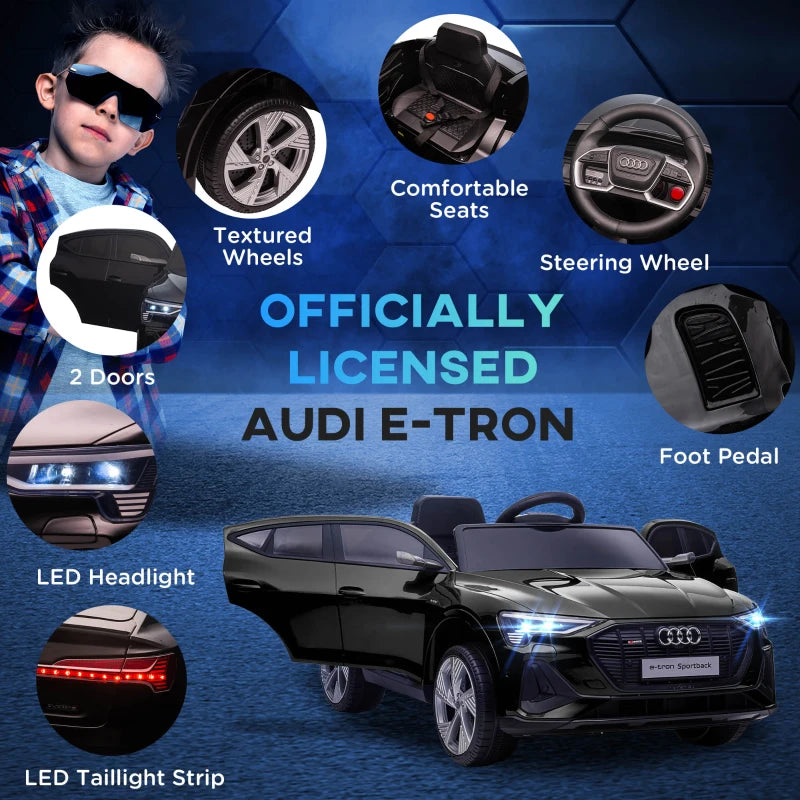 Black Audi E-tron 12V Kids Electric Ride On Car with Remote Control