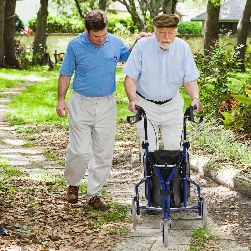 Blue/Black Foldable 3-Wheel Rollator with Bag