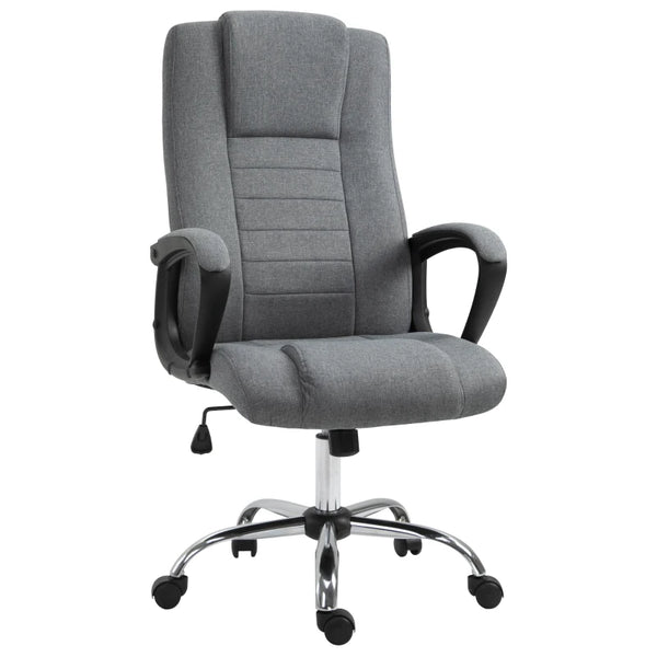 Grey Linen Swivel Office Chair with Adjustable Height