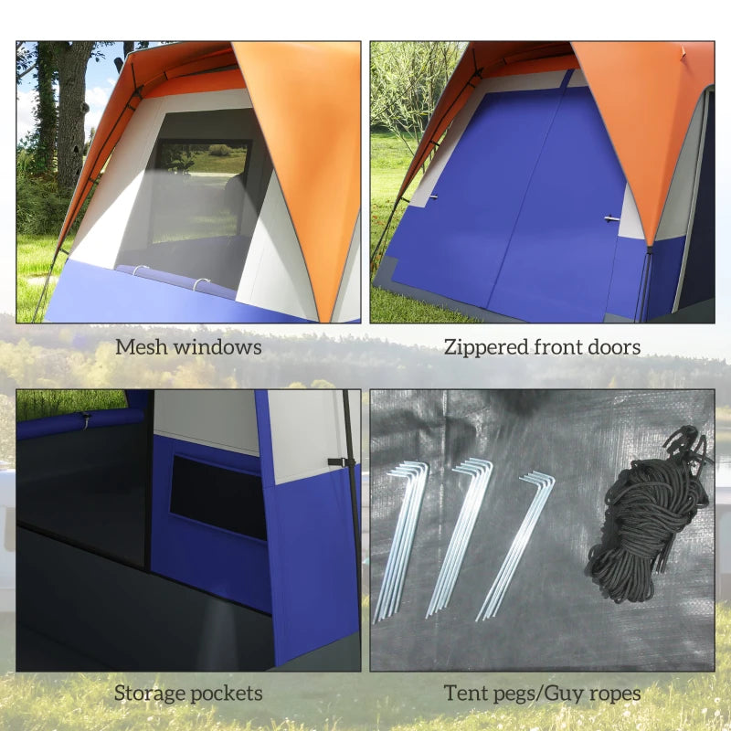 Orange 7-Person Camping Tent with Rainfly & Accessories